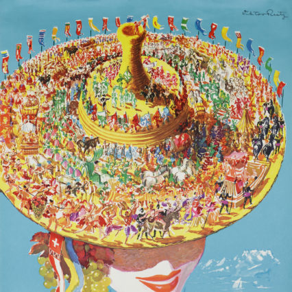 Fête des Vignerons, Vevey. Affiche de l'année 1955, en français.