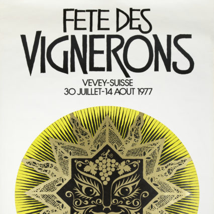 Fête des Vignerons, Vevey. Affiche de l'année 1977. Soleil de Jean Monod.